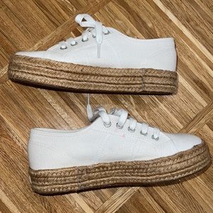 SUPERGA SOLD OUT WHITE ROPE PLATFORM SNEAKER 2790 size 7.5 / 38 EUC